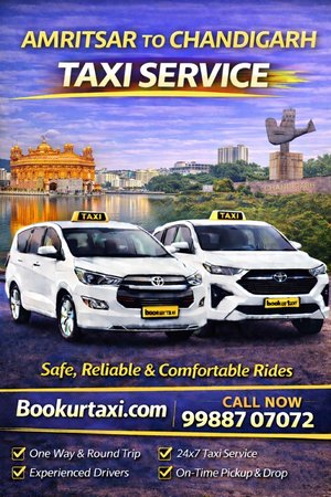 Amritsar to Chandigarh Taxi | Booking Start ₹2970 - BookUrTaxi