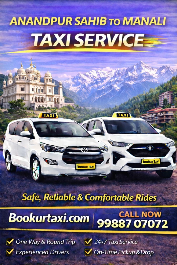 Anandpur Sahib to Manali Taxi | Booking Start ₹3400 - BookUrTaxi