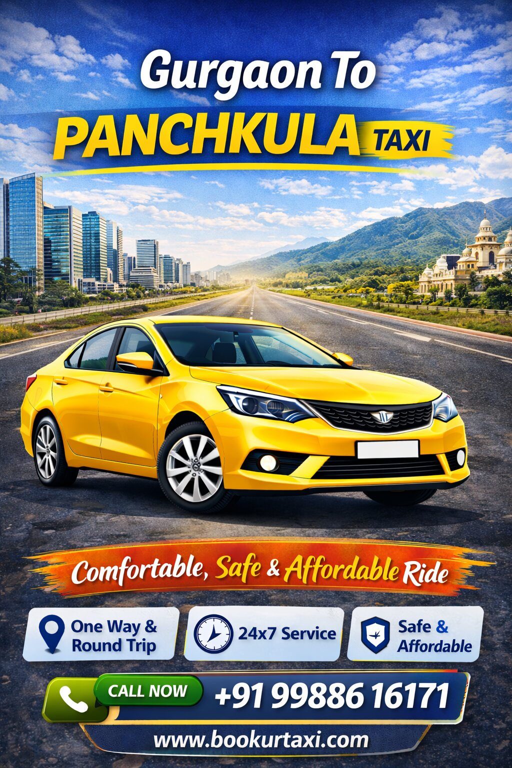 Gurgaon to Panchkula Taxi | Booking Start ₹2975 - BookUrTaxi