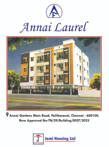 Jemi Annai Laurel  By Jemi Housing Limited Pallikaranai Chennai.  Near Apps Eden Sports Academy