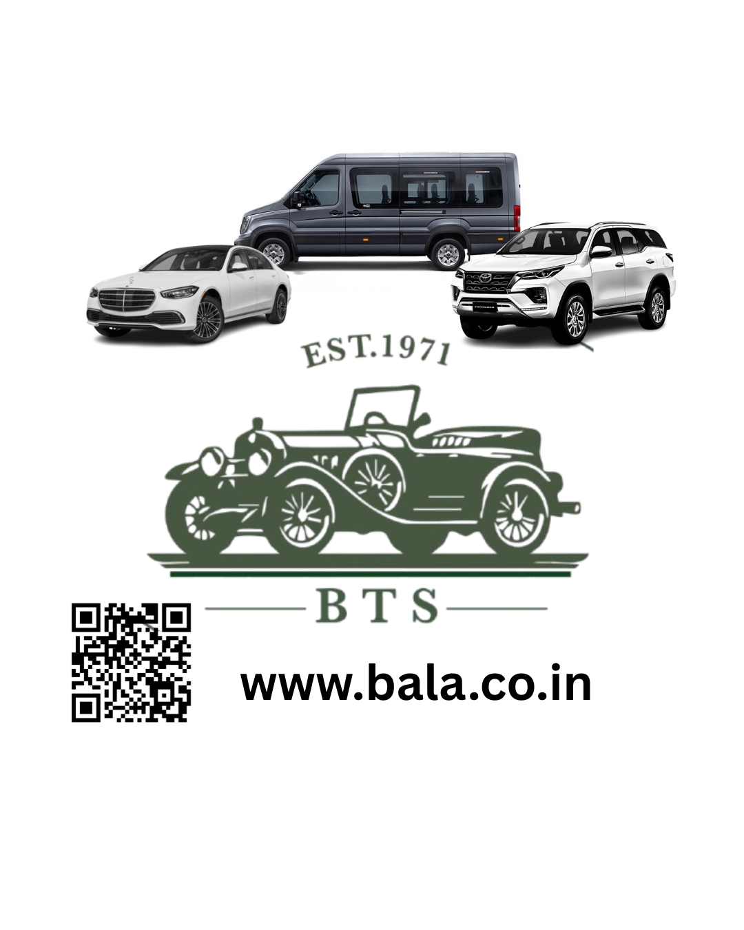 Book your next ride with Bala Tourist Service.